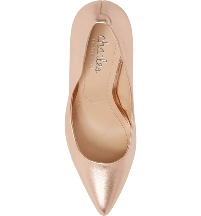 Shop Charles By Charles David Maxx Pointy Toe Pump In Rose Gold Leather