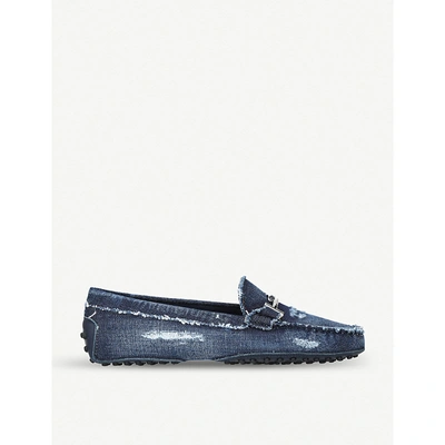 Shop Tod's Gommino Denim Loafers