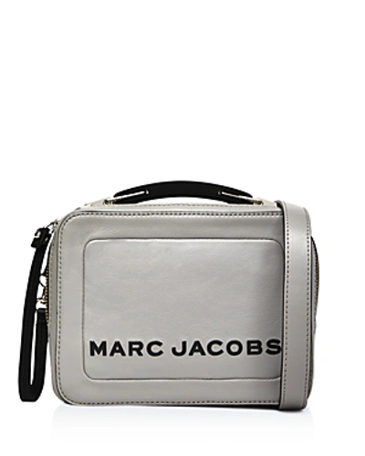 Shop Marc Jacobs The Box Small Leather Crossbody In Drizzle Gray/silver
