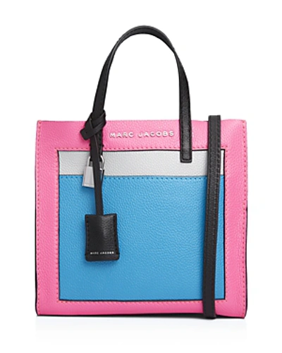 Shop Marc Jacobs Mini Grind Leather Shoulder Bag In Bright Pink Multi/silver