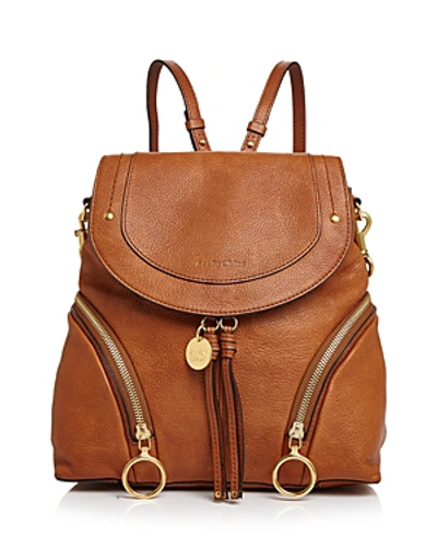 Shop See By Chloé See By Chloe Olga Large Leather Backpack In Caramello/gold