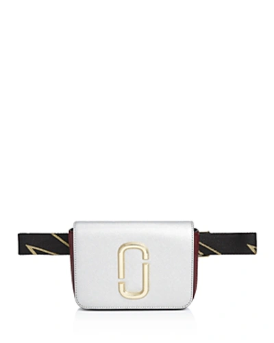 Shop Marc Jacobs Hip Shot Leather Convertible Belt Bag In Silver Multi/gold