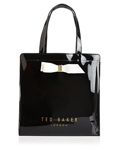 Shop Ted Baker Icon Large 3-d Bow Tote In Black/gold