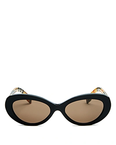 Shop Burberry Women's Oval Sunglasses, 54mm In Black/brown