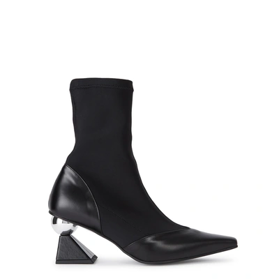 Shop Yuul Yie 70 Black Neoprene And Leather Ankle Boots