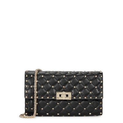 Shop Valentino Rockstud Spike Black Leather Shoulder Bag