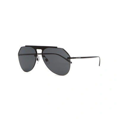 Shop Dolce & Gabbana Matte Black Aviator-style Sunglasses