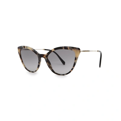 Shop Miu Miu Tortoiseshell Cat-eye Sunglasses In Grey