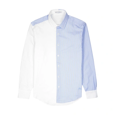 Shop Jw Anderson White Panelled Cotton Shirt In White And Blue