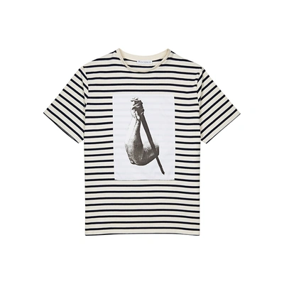 Shop Jw Anderson Striped Cotton T-shirt In White And Black