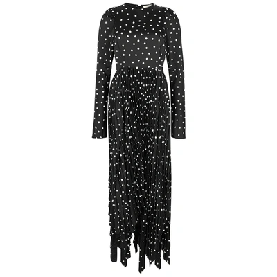 Shop Khaite Greta Black Flocked Polka-dot Dress In Black And Other