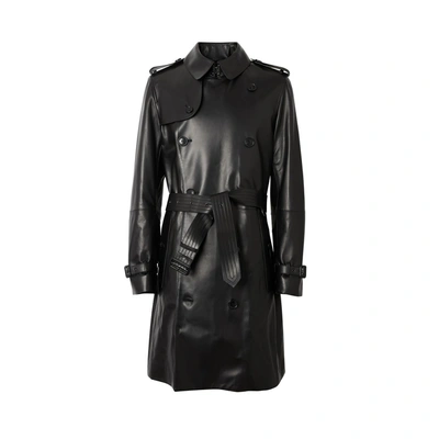 Shop Burberry Lambskin Trench Coat In Black