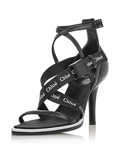Shop Chloé Women's Veronica Leather & Web Strap Sandals - 100% Exclusive In Black