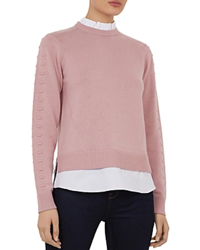 Shop Ted Baker Lissiah Bobble Layered-look Sweater In Dusky Pink