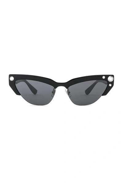 Shop Miu Miu Catwalk Style In Black With Crystals & Dark Grey