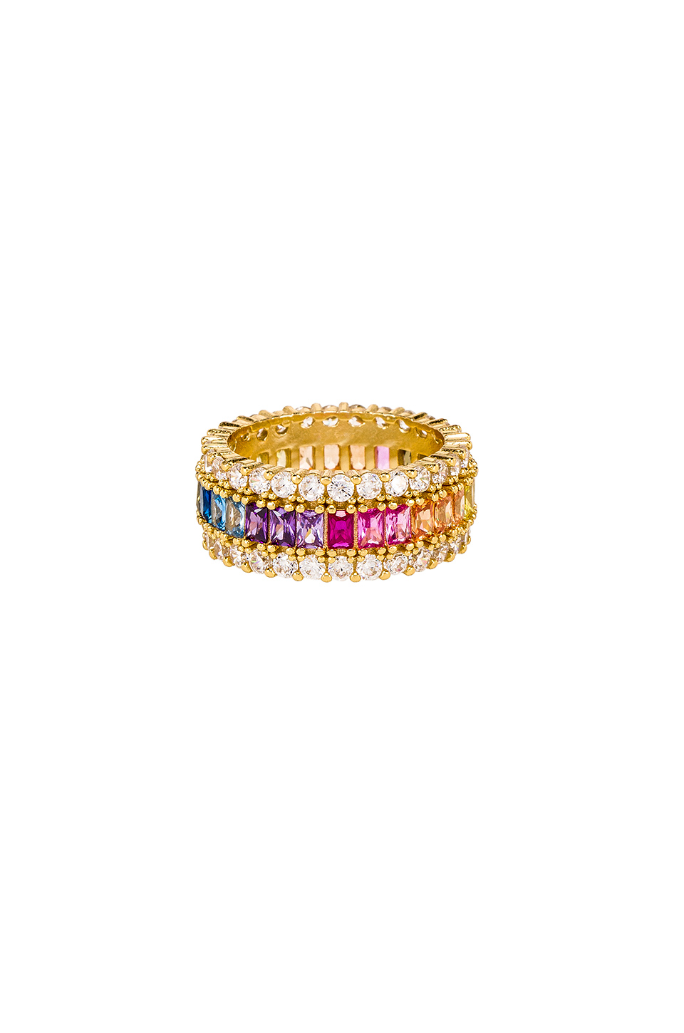 The M Jewelers Ny Three Row Rainbow Ring In Metallic Gold. In Multi 