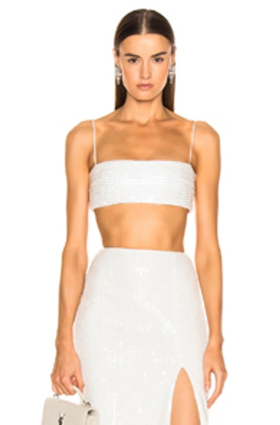 Shop Rasario Cropped Sequin Top In White.
