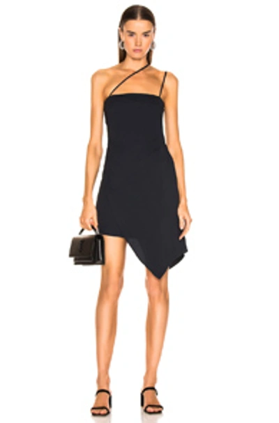 Shop Michelle Mason For Fwrd Asymmetrical Strap Dress In Midnight
