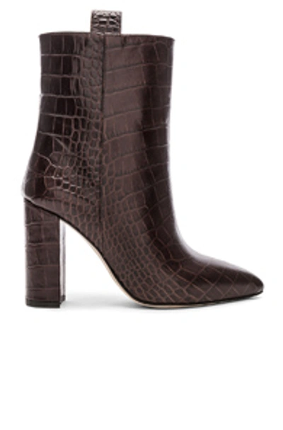 Shop Paris Texas Ankle Boot In Dark Brown Croc