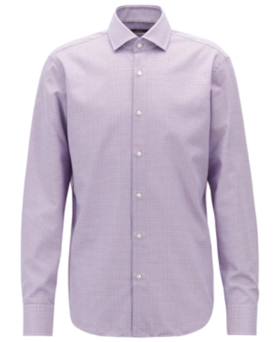 Shop Hugo Boss Boss Men's Regular/classic Fit Cotton Shirt In Dark Pink