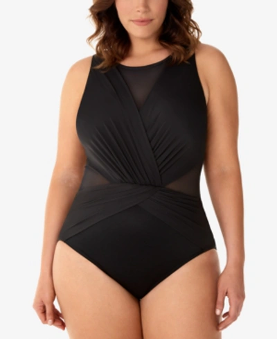 Shop Miraclesuit Plus Size Palma Allover Slimming One-piece Swimsuit In Black