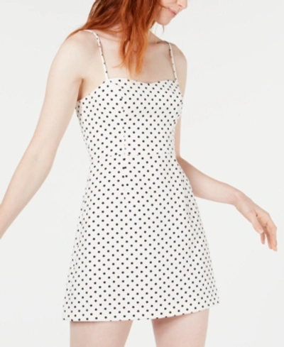 Shop French Connection Polka-dot Printed Mini Dress In White-black
