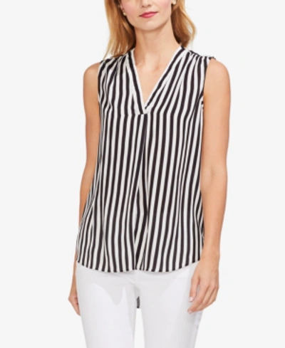 Shop Vince Camuto Striped Sleeveless Top In Rich Black
