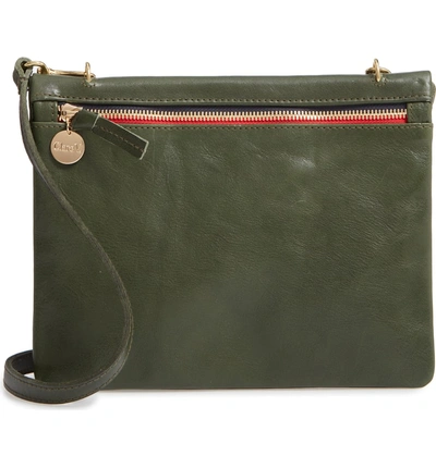 Shop Clare V Jumelle Leather Crossbody Bag - Green In Loden Rustic