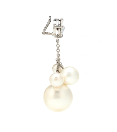 Shop Miu Miu Faux Pearl And Crystal Earrings In Silver