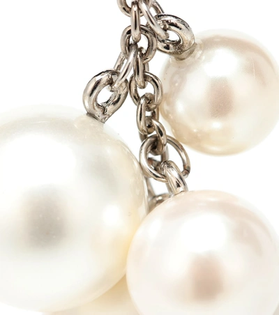 Shop Miu Miu Faux Pearl And Crystal Earrings In Silver