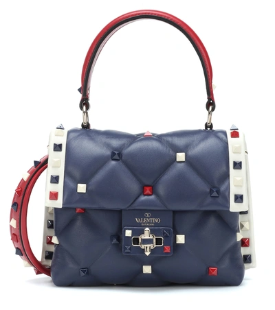 Shop Valentino Garavani Candystud Mini Leather Shoulder Bag In Blue