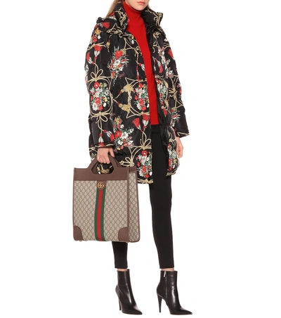 Shop Gucci Printed Down Coat In Multicoloured