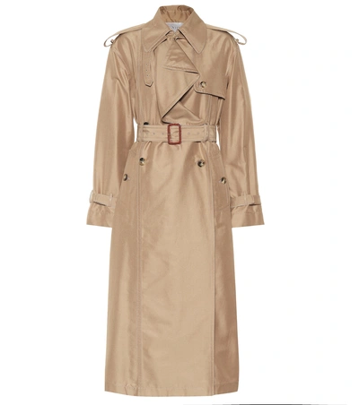 Shop Valentino Cotton And Silk Trench Coat In Beige
