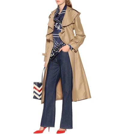 Shop Valentino Cotton And Silk Trench Coat In Beige