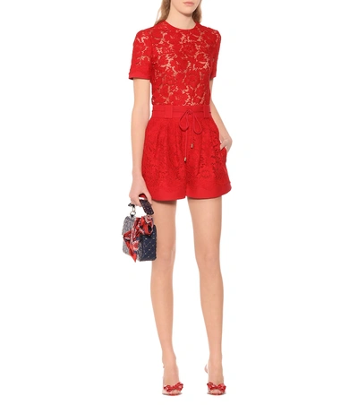 Shop Valentino High-rise Silk And Wool Shorts In Red