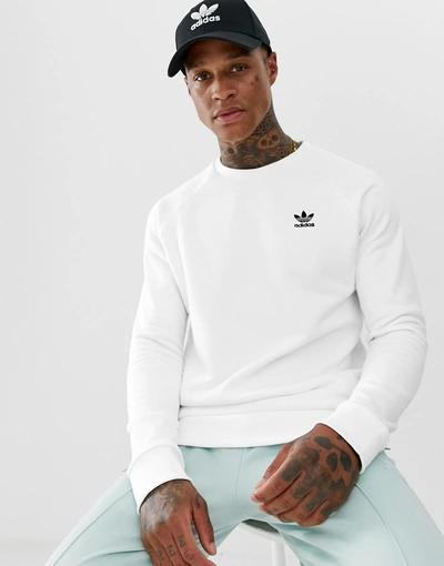 Shop Adidas Originals Essentials Sweatshirt Small Logo White