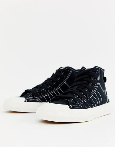 Shop Adidas Originals Black High Top Nizza Sneakers