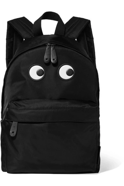 Shop Anya Hindmarch Eyes Textured Leather-trimmed Shell Backpack In Black