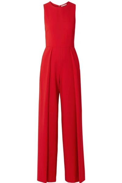 Shop Alice And Olivia Bret Crepe Jumpsuit In Red