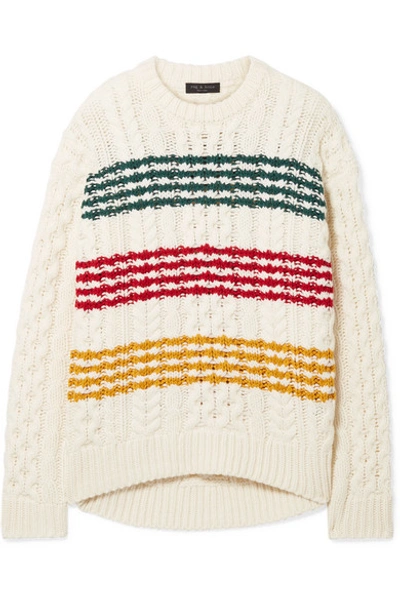 Shop Rag & Bone Mindy Striped Cable-knit Wool Sweater In White