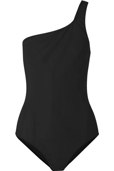 Shop Isabel Marant Étoile Sage One-shoulder Cutout Swimsuit In Black