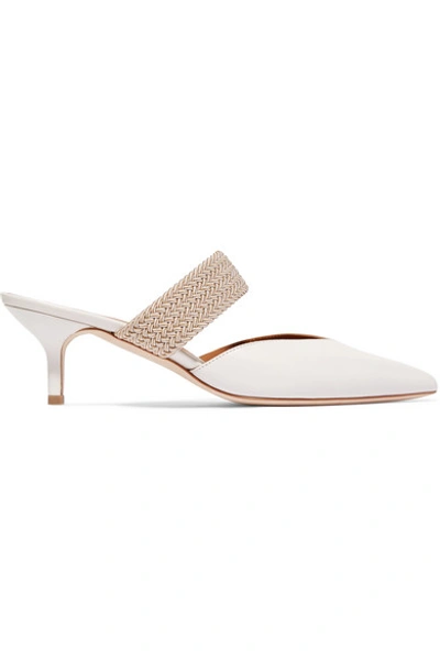 Shop Malone Souliers Maisie 45 Cord-trimmed Leather Mules In Ivory