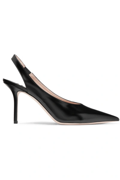 Shop Jimmy Choo Ivy 85 Leather Slingback Pumps In Black