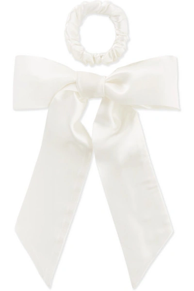 Shop Slip Silk Ribbon And Hair Tie Set In White