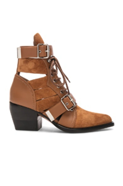 Shop Chloé Chloe Lace Up Booties In Natural Brown