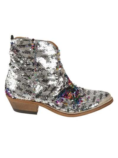 Shop Golden Goose Young Boots In Silver Paillettes
