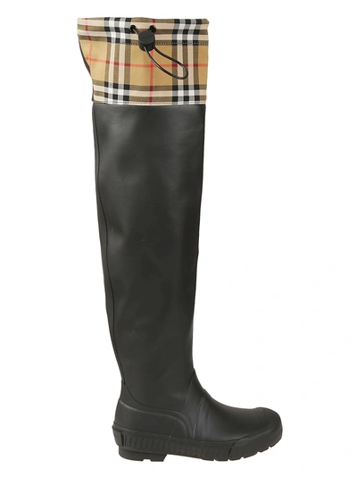 Shop Burberry Vintage Check Rain Boots In Black