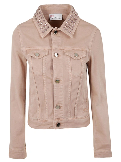 Shop Red Valentino Studded Collar Jacket In Nude