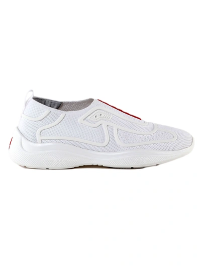 Shop Prada Logo Sneakers In Bianco