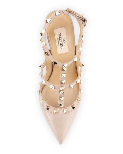 Shop Valentino Rockstud Leather Caged Pump In Poudre